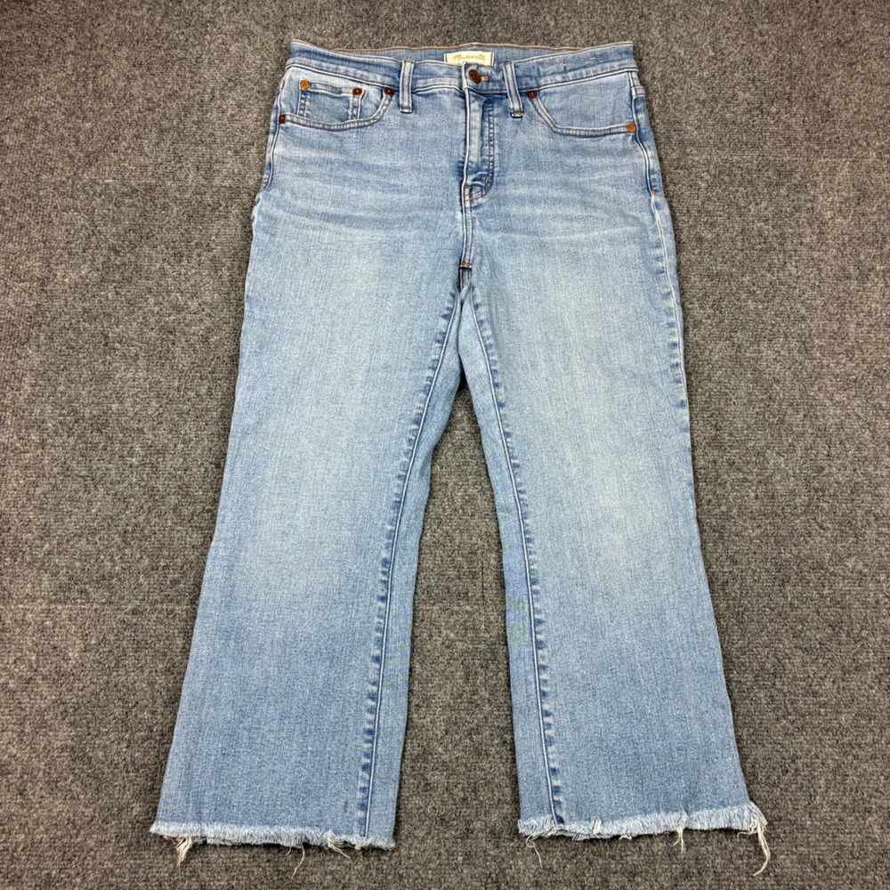 Madewell Mid-Rise Kick Out Jeans Light Wash Raw Hem Womens Size 29 32x22